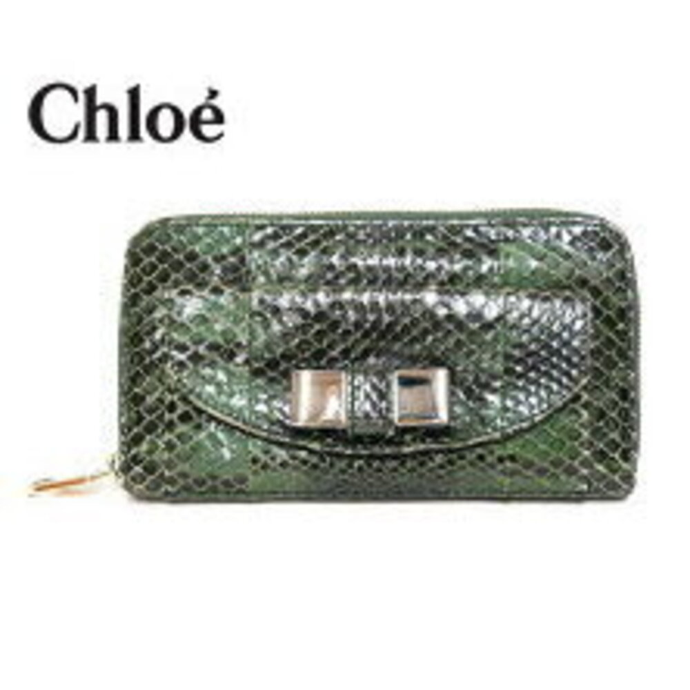 Chloe Lily Python Leather Zip Around Long Wallet … - image 1